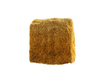 Image of Big dried straw bale isolated on white