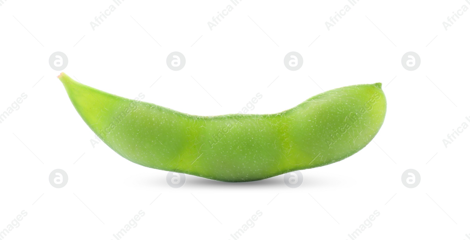 Photo of Raw green edamame pod on white background