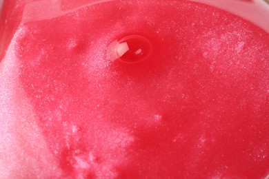 Closeup view of red slime. Antistress toy