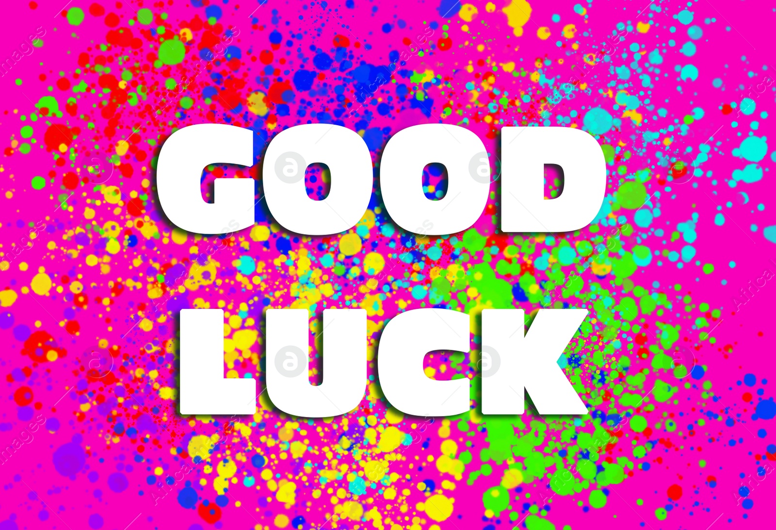 Image of Good luck wish. Creative card with text