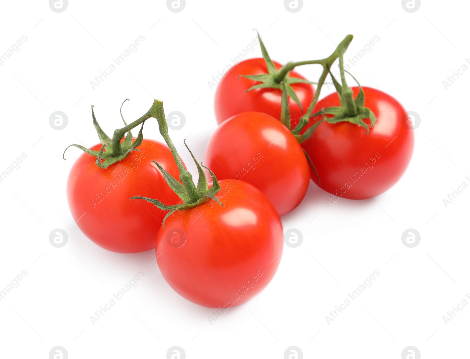 Photo of Fresh organic cherry tomatoes isolated on white