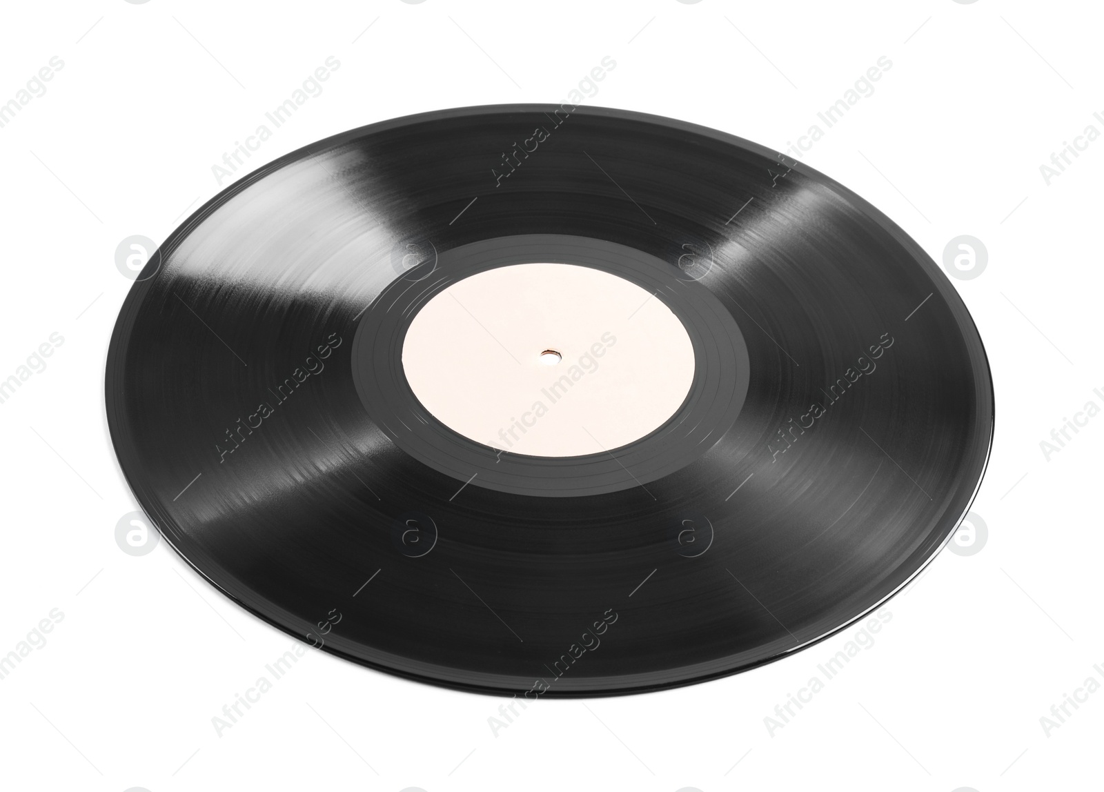 Photo of One vintage vinyl record on white background