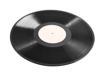 Photo of One vintage vinyl record on white background