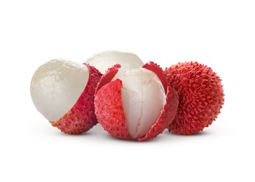 Fresh lychees isolated on white. Tropical fruit