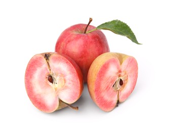 Tasty apples with red pulp isolated on white