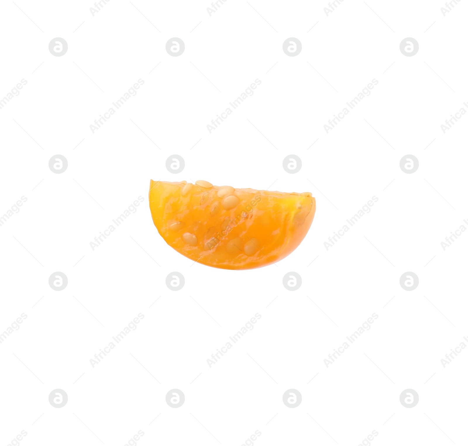 Photo of Piece of ripe orange physalis fruit isolated on white