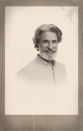 Image of Old picture of handsome mature man. Portrait for family tree