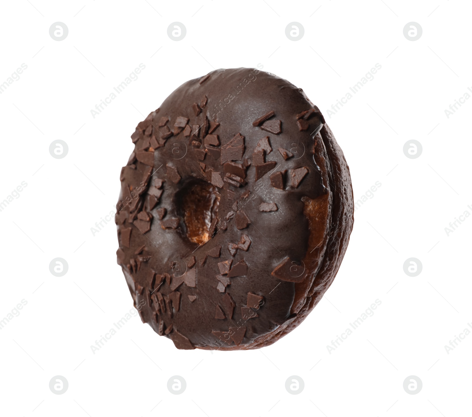 Photo of Sweet tasty glazed donut with chocolate isolated on white