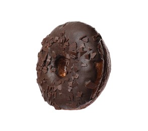 Sweet tasty glazed donut with chocolate isolated on white