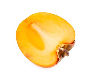 Photo of Piece of fresh persimmon fruit isolated on white