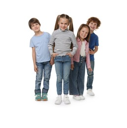 Photo of Full length portrait with group of cute children on white background
