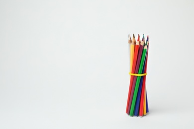 Photo of Colorful pencils on white background