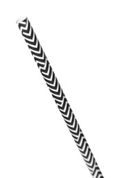 Photo of One striped paper straw for drinking isolated on white