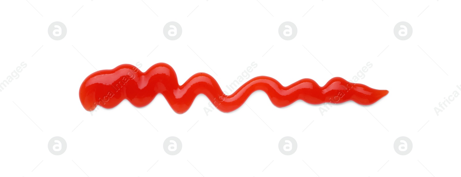 Tasty ketchup smear isolated on white, top view. Tomato sauce Photo of Tasty ketchup smear isolated on white, top view. Tomato sauce