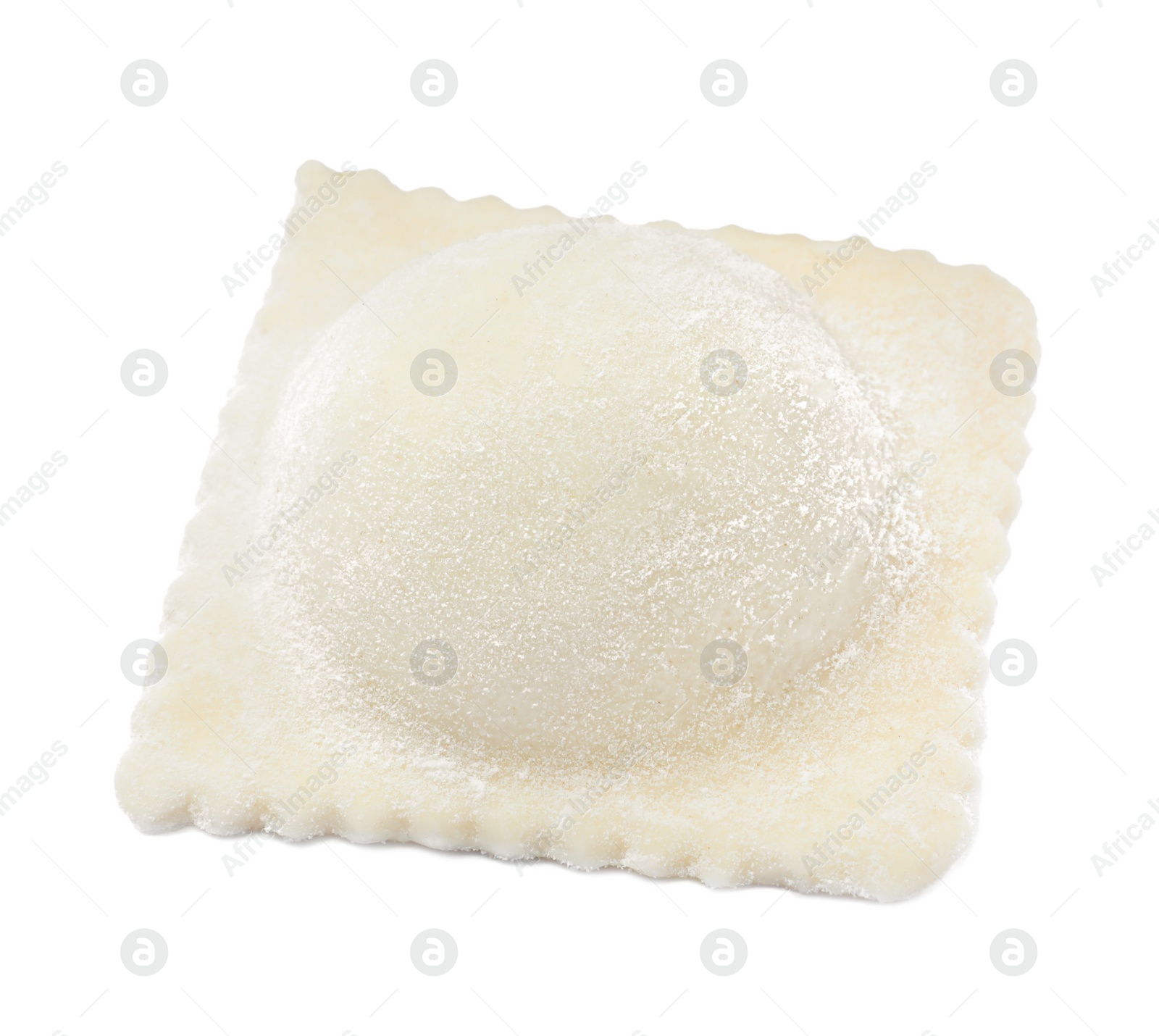 Photo of Uncooked ravioli with filling isolated on white