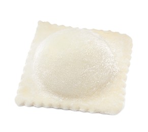 Uncooked ravioli with filling isolated on white