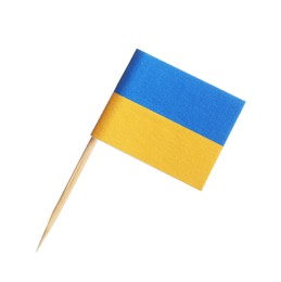 Small paper flag of Ukraine isolated on white