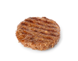 Grilled meat cutlet for burger isolated on white