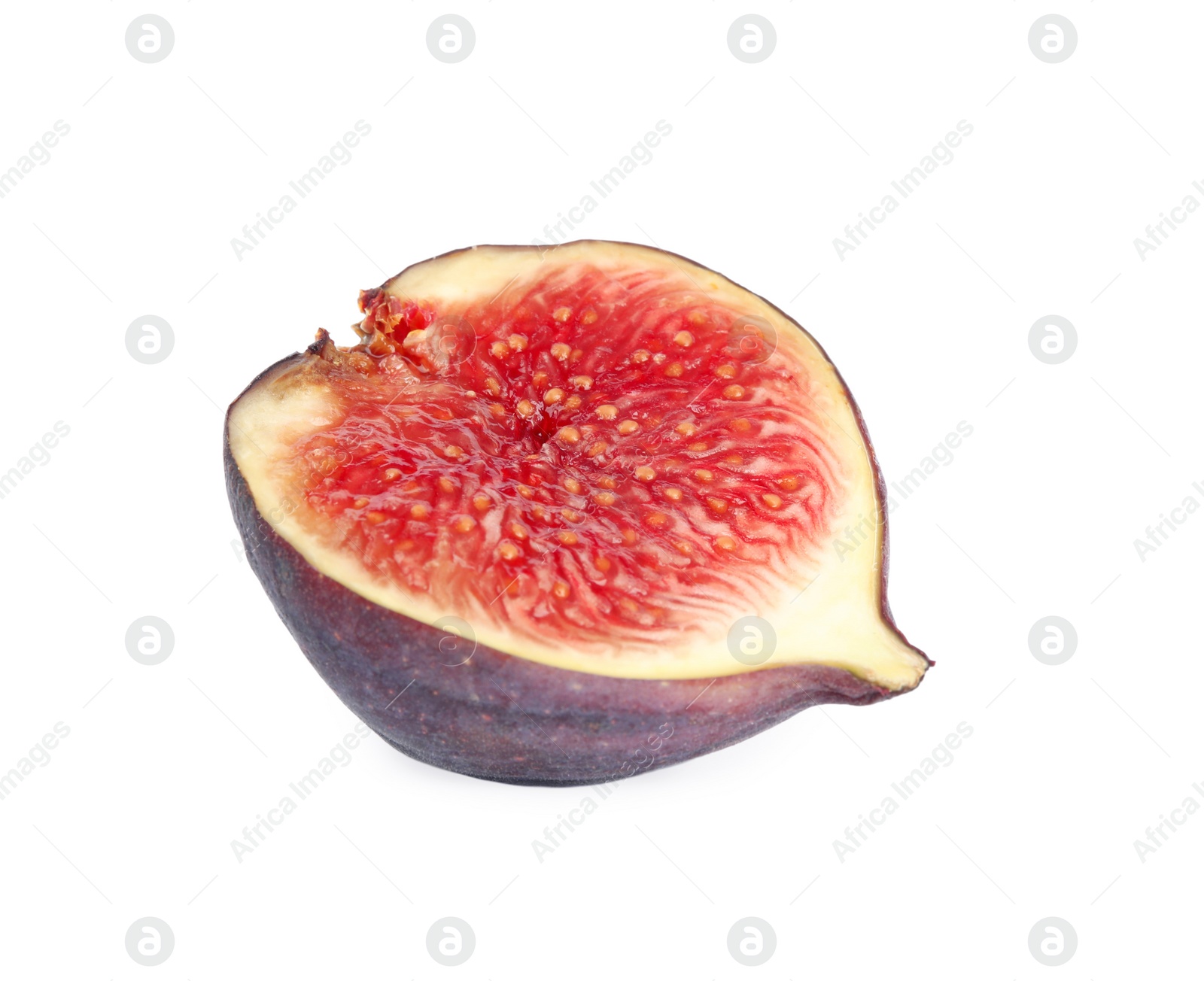 Photo of Half of fresh fig fruit on white background