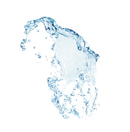 Photo of Beautiful water splash isolated on white. Pure liquid