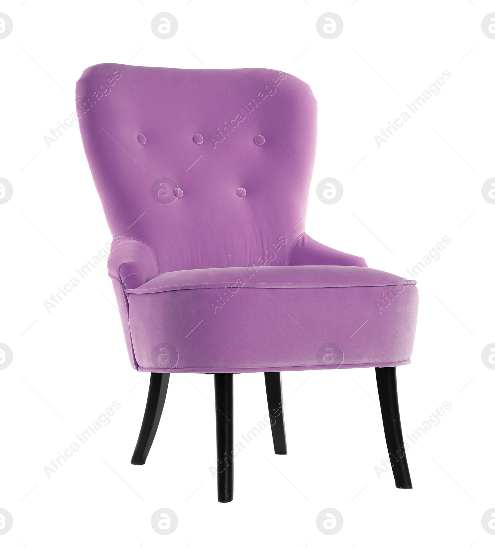 Image of One comfortable plum color armchair isolated on white