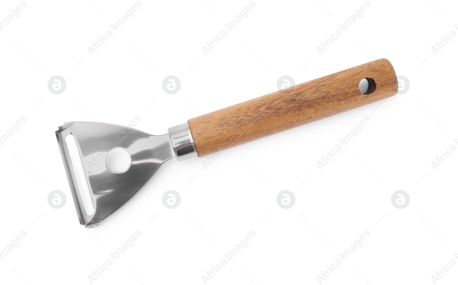 Photo of One peeler isolated on white, top view. Cooking utensil