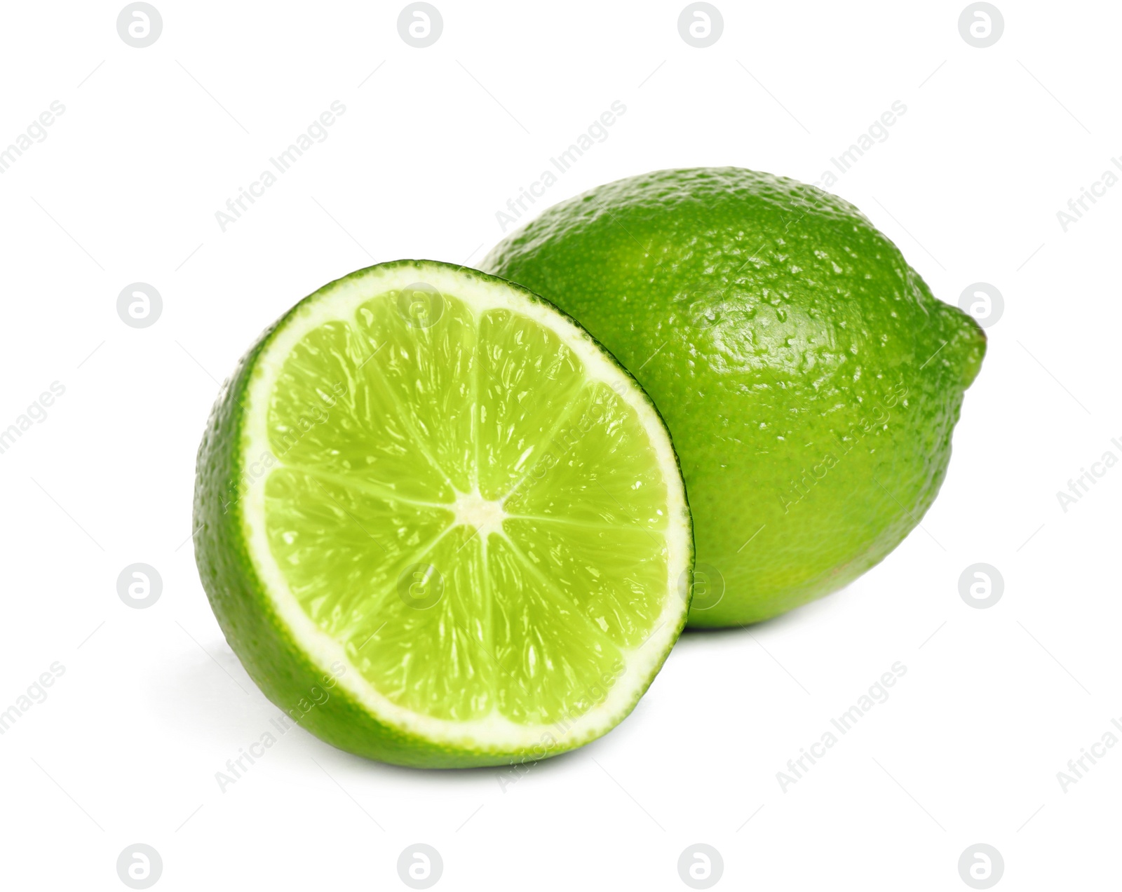 Photo of Fresh ripe green limes isolated on white