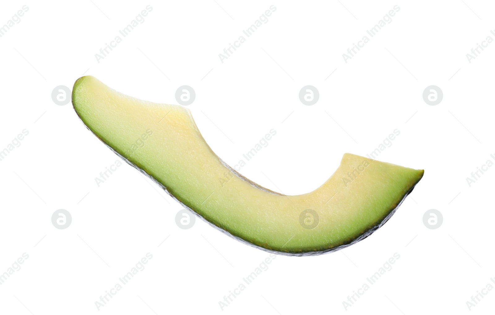 Photo of Slice of ripe avocado isolated on white