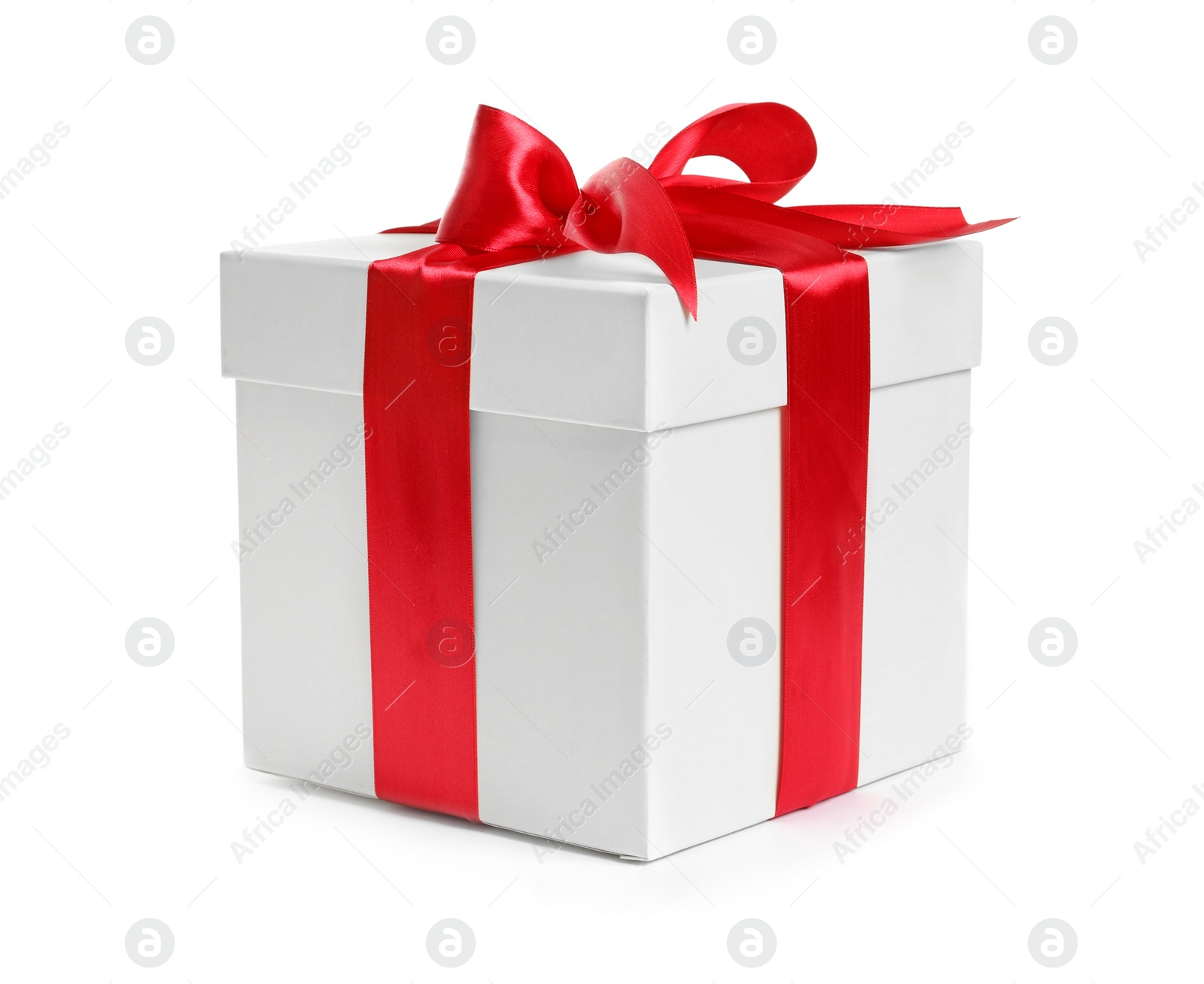 Photo of Gift box with ribbon on white background