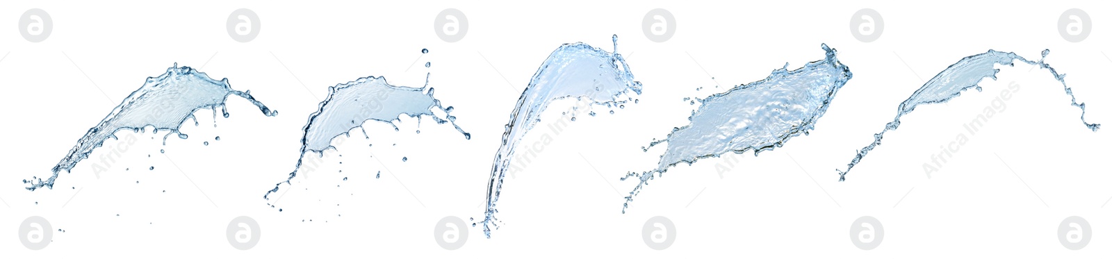 Image of Set with splashes of pure water on white background. Banner design