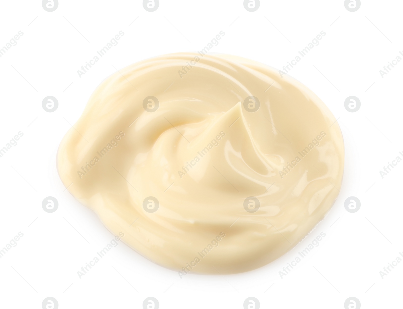 Photo of Tasty mayonnaise isolated on white. Yummy sauce