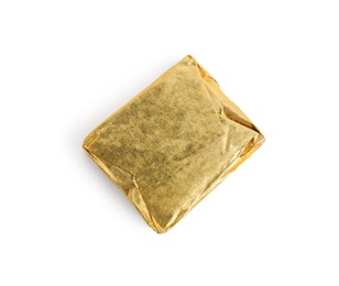 Photo of Bouillon cube on white background, top view