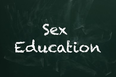 Illustration of Word Sex Education written on green chalkboard