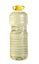 Photo of Bottle of cooking oil on white background