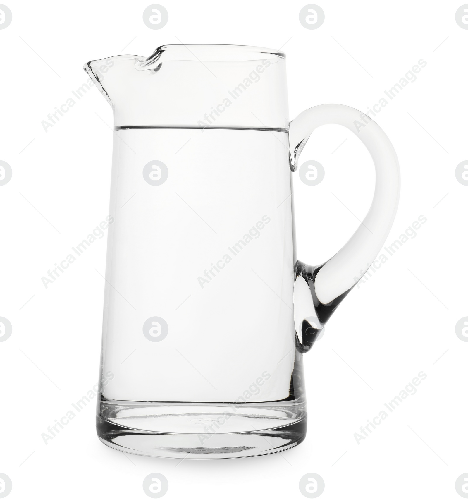 Photo of Glass jug with water isolated on white