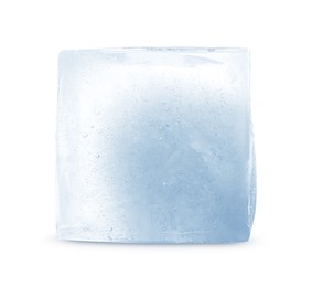 Crystal clear ice cube isolated on white