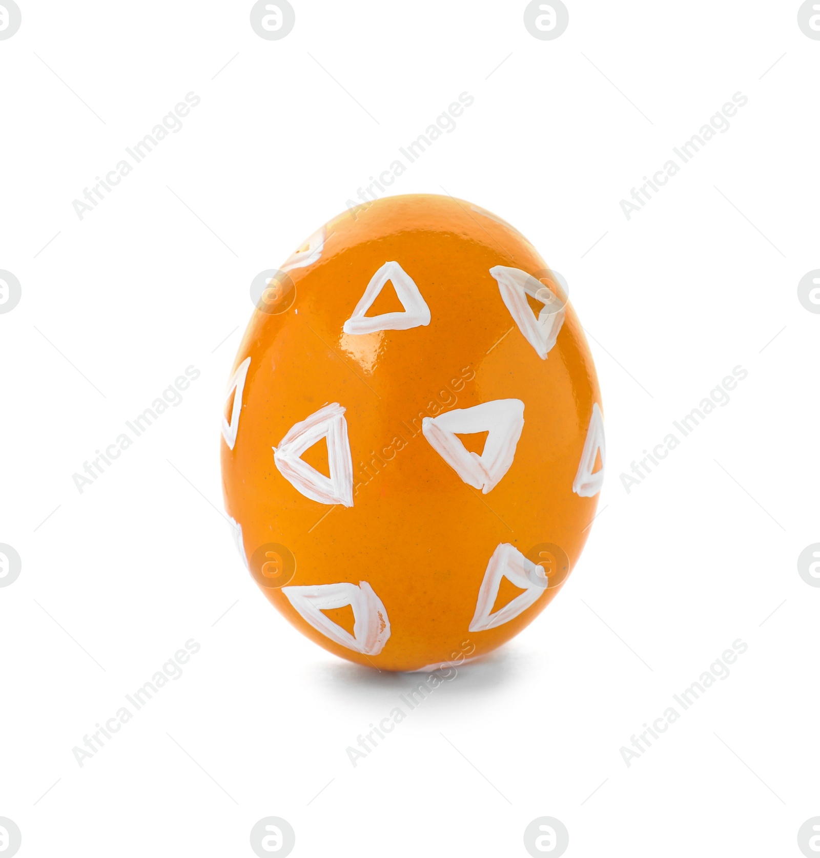 Photo of Decorated Easter egg on white background. Festive tradition