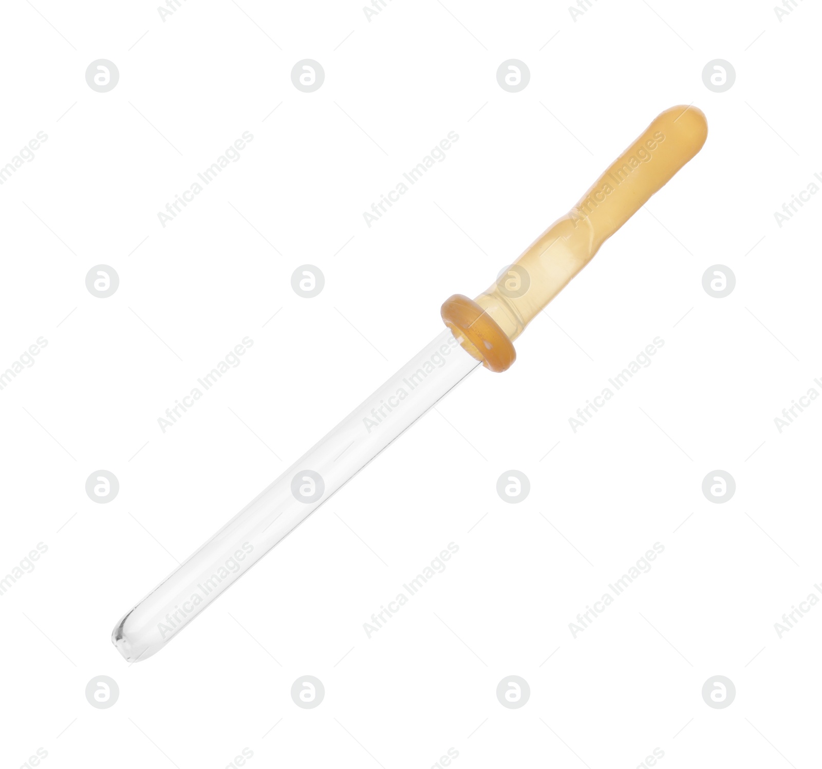 Photo of One glass clean pipette isolated on white