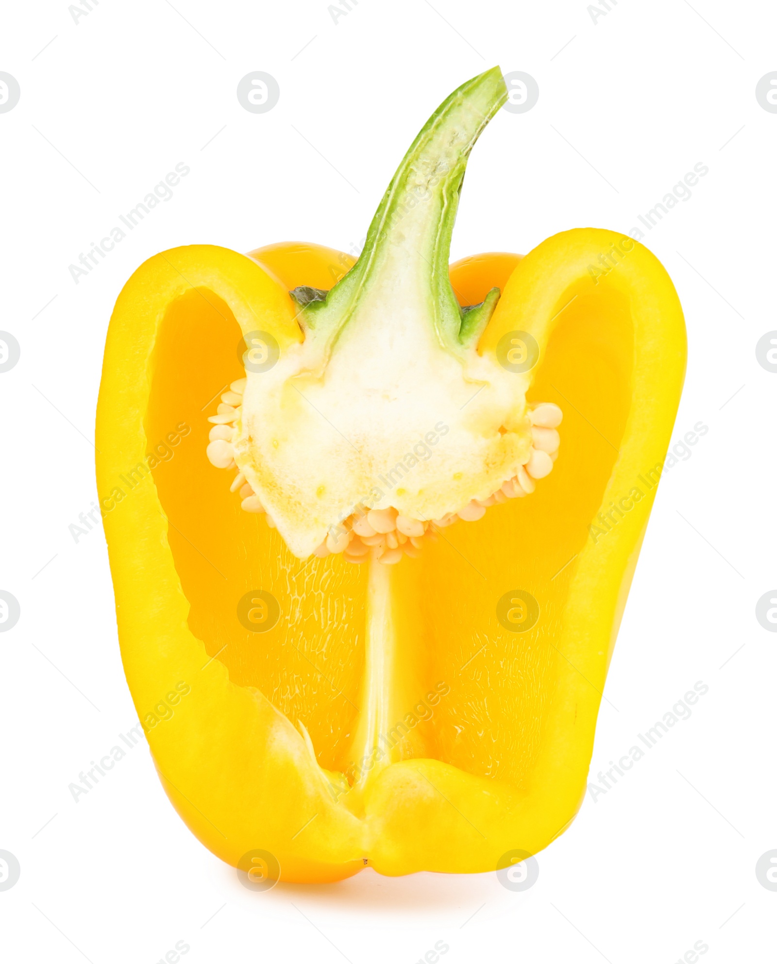 Photo of Half of yellow bell pepper isolated on white