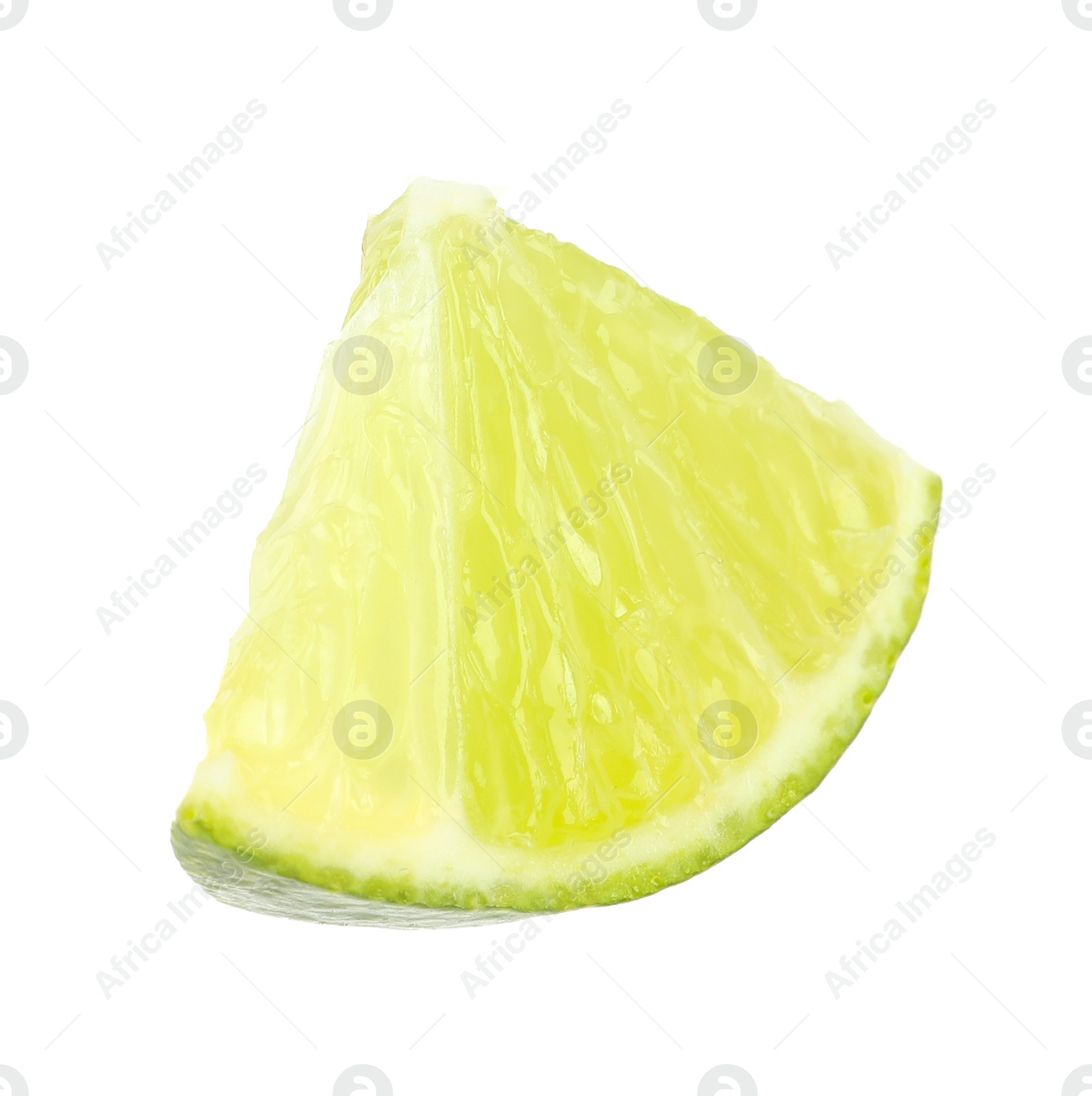 Photo of Piece of fresh green ripe lime isolated on white