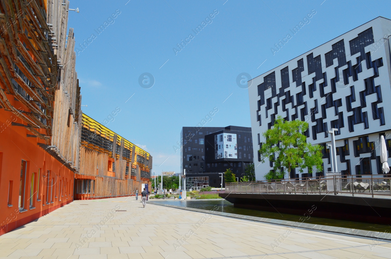 Photo of VIENNA, AUSTRIA - JUNE 18, 2018: Modern university buildings on sunny day