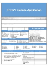 Illustration of Driver's license application form with empty fields