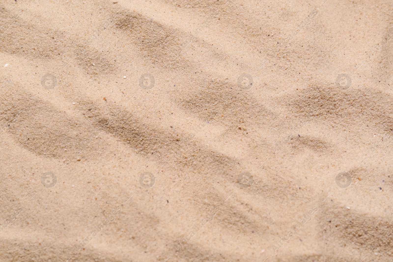 Photo of Beige clean beach sand as background, closeup. Summer vacation