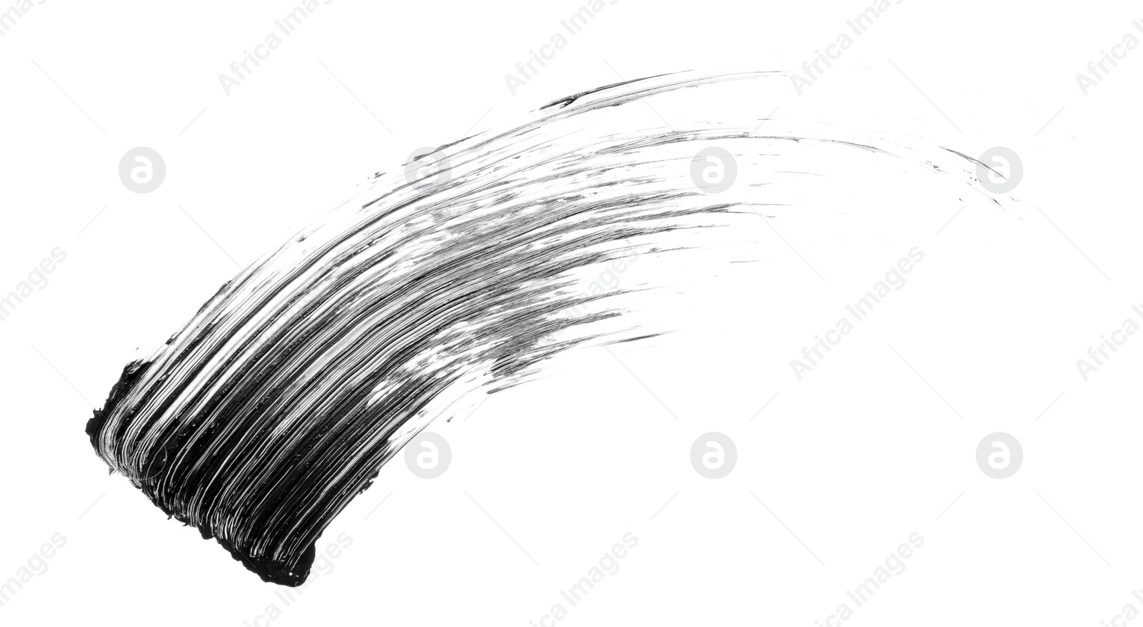 Photo of Smear of black mascara isolated on white, top view