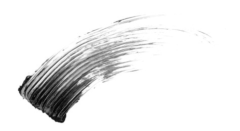 Photo of Smear of black mascara isolated on white, top view