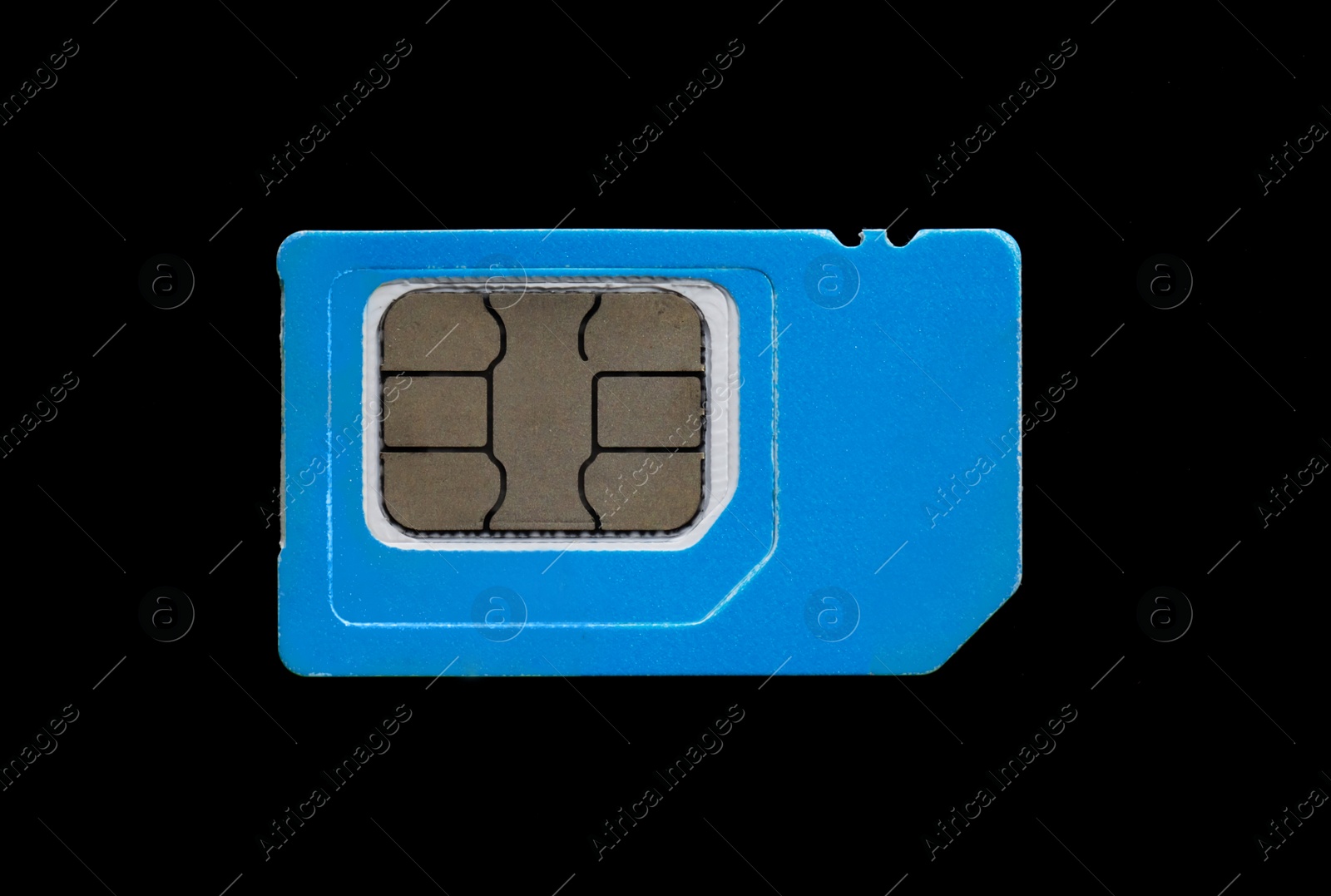 Photo of Multi SIM card on black background, top view