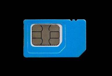 Photo of Multi SIM card on black background, top view