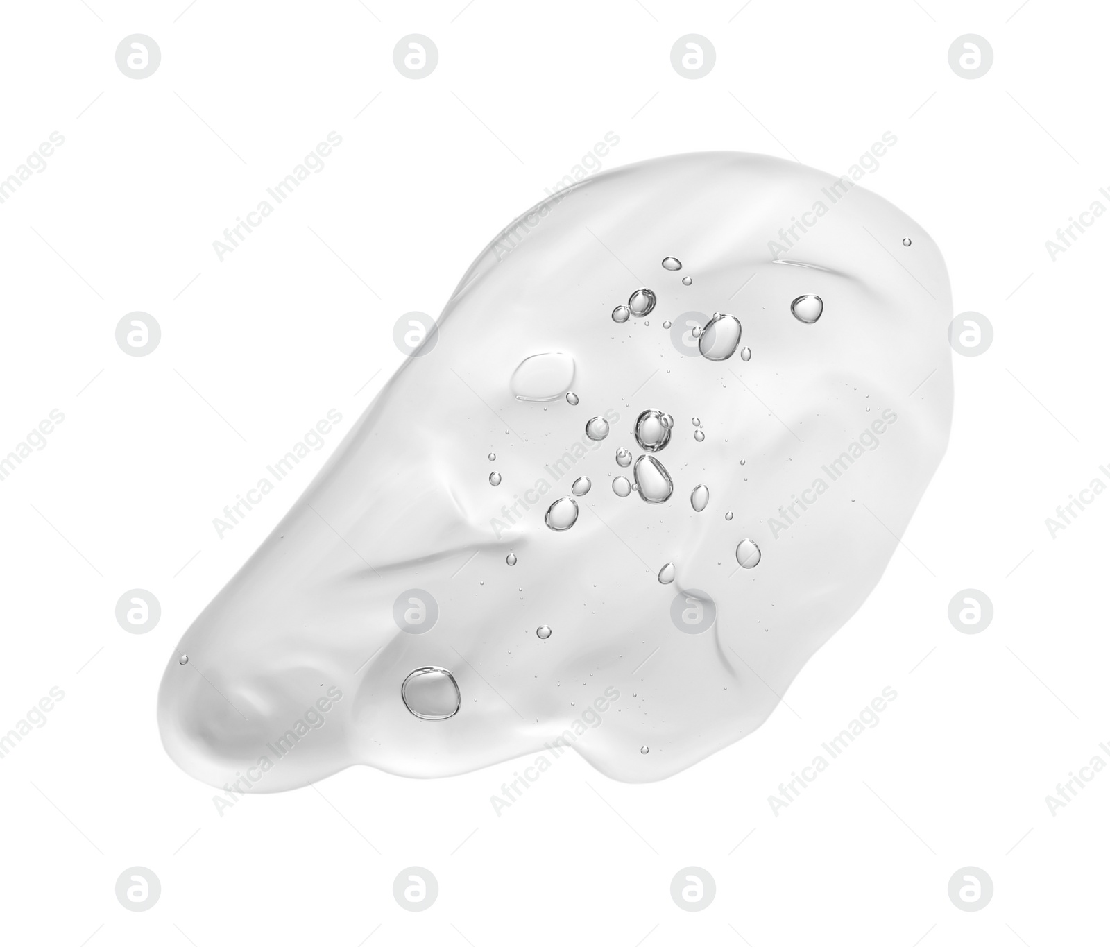 Photo of Sample of cleansing gel on white background, top view. Cosmetic product