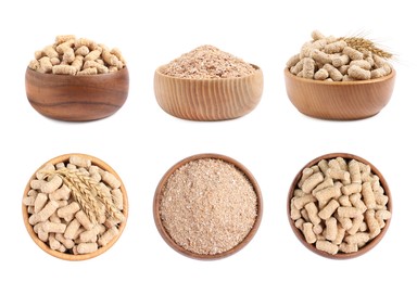 Image of Set with wheat bran on white background