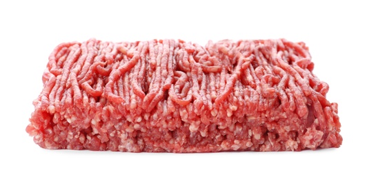 Fresh raw minced meat on white background